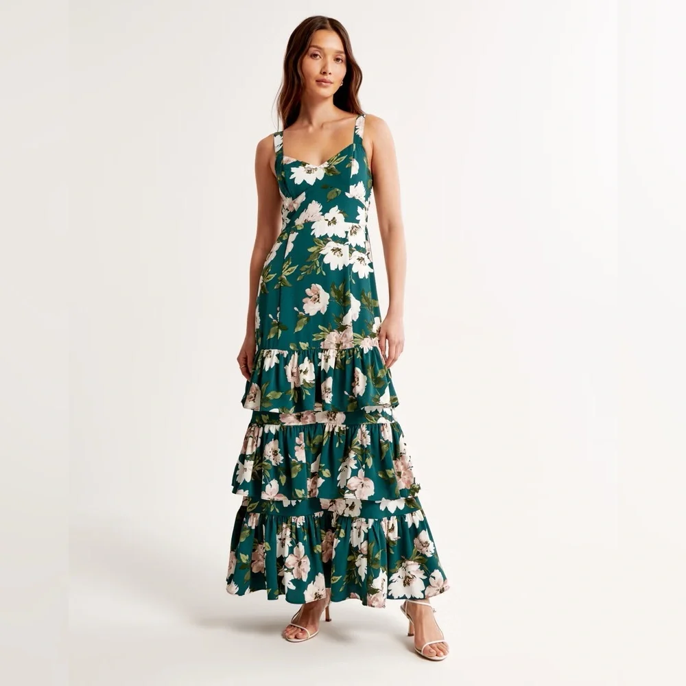 Abercrombie & Fitch Floral Tiered Maxi Dress **Tall** - Picture 1 of 6